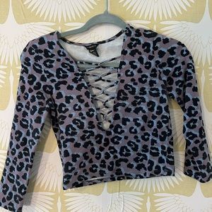 Forever 21 Cheetah Print Long Sleeved Crop Top